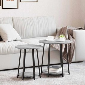 Conjunto de Mesas Laterais 2 pcs Cinza Sonoma em Madeira de Engenheira e Metal