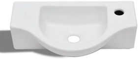 Lavatório cerâmica redondo com furo para torneira, branco