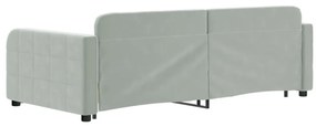 Sofá-cama c/ gavetão e gavetas 90x190 cm veludo cinzento-claro