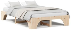 Cama de Madeira de Pinho Maciça 140x190 cm da