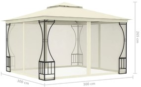 Gazebo com redes 300x300x265 cm creme