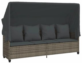 5 pcs conjunto sofás de jardim c/ almofadões vime PE cinzento