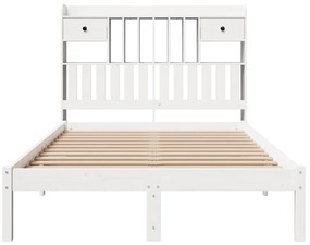Cama com estante sem colchão 135x190 cm pinho maciço branco