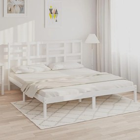 3105971 vidaXL Estrutura de cama 200x200 cm madeira maciça branco