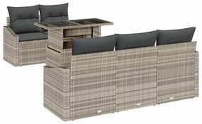 Conjunto de sofá de jardim com 6 peças e almofadas em rattan sintético