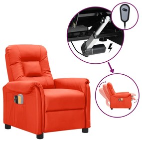 vidaXL Poltrona de massagens elétrica couro artificial vermelho