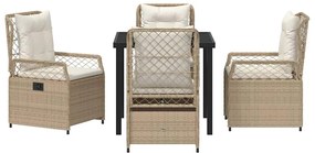 Conjunto de Jantar de Jardim com 5 Peças Bege Rattan Sintético