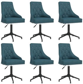 vidaXL Cadeiras de jantar giratórias 6 pcs veludo azul