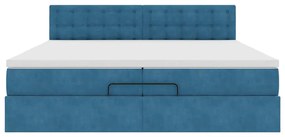 Estrutura de cama otomana com colchão 200x200 cm azul escuro