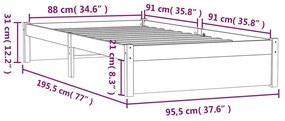 Estrutura de cama solteiro 90x190 cm madeira maciça