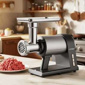 Picador de carne elétrico Triturador de 2000 W com embutidora 3 tubos para enchidos 3 placas de trituração Kit Kibbe Lâmina preta