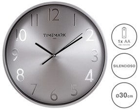 Relógio Parede Timemark Metal Prateado 30cm