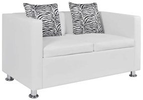 Sofá de 2 lugares couro artificial branco