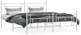 Estrutura de cama com cabeceira e pés 180x200 cm metal branco