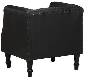 Poltrona couro de cabra genuíno preto