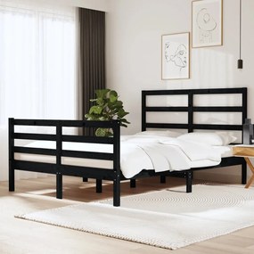 vidaXL Estrutura de cama pequena casal 120x190 cm pinho maciço preto