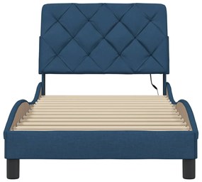 Estrutura de cama com LED sem colchão 80x200 cm tecido azul