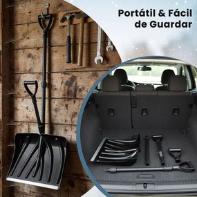 Pá para Neve, 45 x 9 x 135 cm, Pega Dupla Ergonómica, Preto