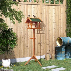 Comedouro para aves selvagens com pé, abrigo para pássaros, nicho com tabuleiro, estação para pássaros, em madeira para exterior, 150 cm
