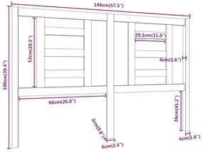 Cabeceira de cama 146x4x100 cm pinho maciço