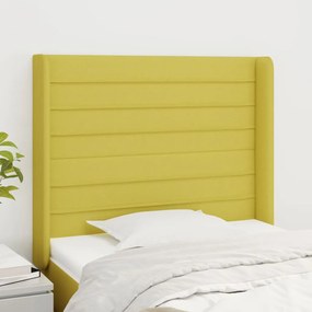 vidaXL Cabeceira de cama c/ abas tecido 83x16x118/128 cm verde
