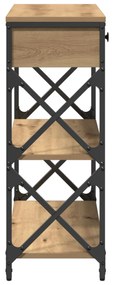 Mesa de Console vidaXL Carvalho Artesanal 75x28x75 cm Madeira e Aço