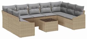 Conjunto de Jantar de Jardim de 10 Peças com Almofadas em Rattan Sinté