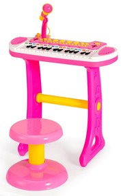 Kit de bateria infantil com banco com teclado de 8 teclas e 2 baquetas