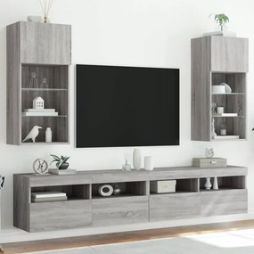 Móveis de TV com luzes LED 2 pcs 40,5x30x90 cm cinzento sonoma