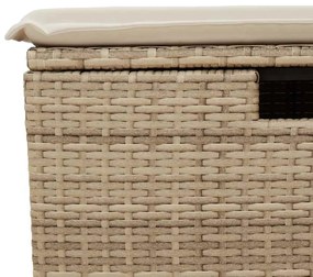 4 pcs conjunto de sofás para jardim c/ almofadões vime PE bege