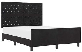 Estrutura de Cama de Veludo Preto vidaXL 140x200 cm