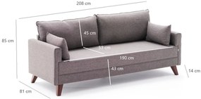 Sofá de 3 Lugares Bella – Castanho – 208 cm