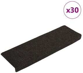 Tapetes de escada autoadesivos 30 pcs 65x21x4cm castanho-escuro