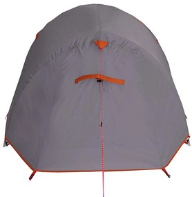 Tenda de campismo túnel p/ 2 pessoas impermeável cinza/laranja