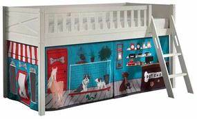 Conjunto cama alta Infantil SCOTT + cortina de brincar PET SHOP Branca