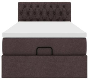 Cama otomana com colchão 100x200 cm tecido castanho escuro