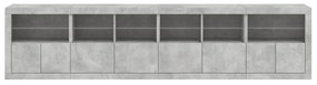 Aparador com luzes LED 283x37x67 cm cinzento cimento