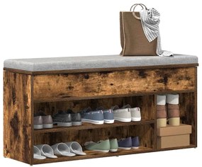 vidaXL Banco sapatos carvalho fumado 102x30,5x45 cm derivados madeira