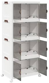 Caixa arrumação empilhável com rodas 4 níveis 75L 64x40x141,5cm