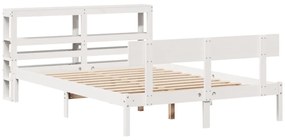 Cama sem colchão 140x200 cm madeira de pinho maciça branco