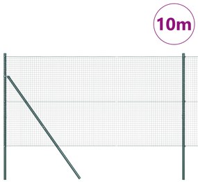 Cerca de Arame Soldado com 7 Postes Verde 1.4x10 m Aço