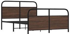 Estrutura de cama sem colchão 140x200cm metal carvalho castanho