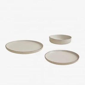 Conjunto De Loiça De 12 Peças Em Grés Ronilena Tapioca Bege - Castanho - Sklum