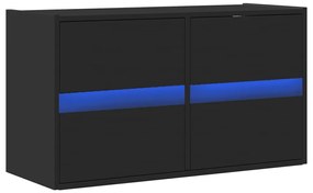 Móvel de parede para TV com luzes LED 80x31x45 cm preto