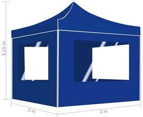Tenda dobrável profissional com paredes alumínio 2x2 m azul