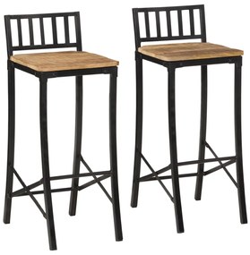 vidaXL Cadeiras de bar 2 pcs madeira de mangueira áspera maciça