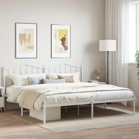 Estrutura de cama com cabeceira 200x200 cm metal branco