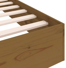 Estrutura de cama casal 135x190 cm madeira maciça castanho-mel