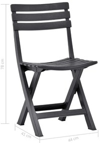 Cadeiras de jardim dobráveis 2 pcs plástico antracite