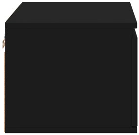 Mesas de cabeceira de parede com luzes LED 2 pcs preto